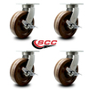 Service Caster 12 Inch Heavy Duty High Temp Phenolic Swivel Caster Set with Brakes SCC, 4PK SCC-KP92S1230-PHRHT-SLB-4